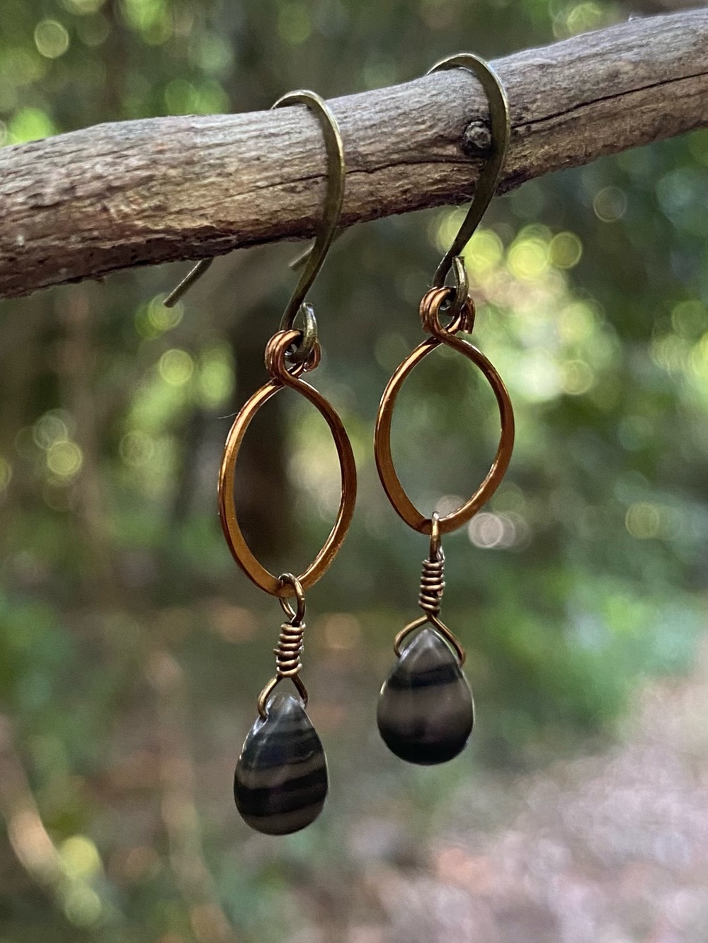 Coffee Jasper Hoops